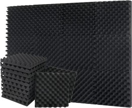 12 Pack-12X12X1.18 Inches Black Egg-Crate Acoustic Foam Panels,Studio, Black). - £28.76 GBP