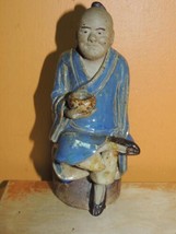 Chinese Mud Man/ Men Blue Robe bowl 5.75&quot; thin drip glaze Mudman damaged... - $3,161.27 MXN