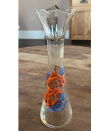 Vintage Viking Art glass bud vase with Sticker Hand painted 8” Tall - €10,67 EUR