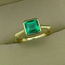 Anello di fidanzamento solitario in oro giallo 14 carati con smeraldo verde... - £83.19 GBP
