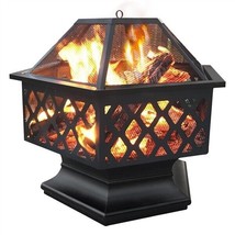 24In Wood Burning Fire Pit Firepits With Mesh Poker Fire Bowl For Outsid... - $135.65