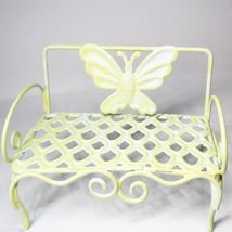 Fairy Garden Bench w Pillow Pair Butterfly Design Dollhouse Miniature - $7.55