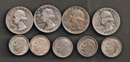 4 Washington Quarters + 5 Roosevelt Dimes 90% Silver - $41.40