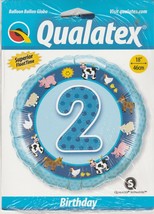 2nd Birthday Farm Animal Friends  Mylar Foil Balloon by Qualatex 18&quot; - £3.76 GBP