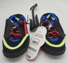 New Wonder Nation Toddler Boys Water Friendly Shoes Size 5 6 Black Adjustable - £3.92 GBP