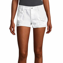 a.n.a. Women&#39;s Mid Rise 2.5&quot; Denim Destructed Shortie Shorts Size 15 White New - £15.39 GBP