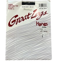 Hanes Great Legs Sheer Control Top Pantyhose Classic Navy New Size AB - $9.60