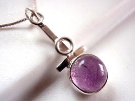 Purple Amethyst Necklace 925 Sterling Silver Oval Corona Sun Jewelry - $12.59