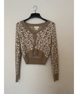 Jessica Simpson Cardigan Sweater Women&#39;s XS Brown Leopard Print Fuzzy - $10.00