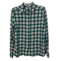 Woolrich Green Plaid Cotton Flannel Button Down Shirt Womens Size Large - £12.50 GBP
