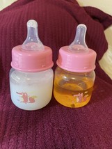 Reborn - 2 Bottle- 2oz Pink “PREEMIE NO HOLE NIPPLE” Faux Milk/Apple See... - $9.67