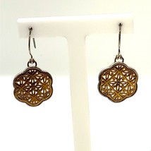 Vintage Sterling Silver Gold Tone Ancient Tile Pattern Ornament Dangle E... - £35.09 GBP