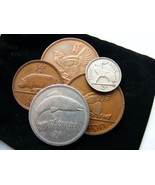 Gift Bag Of 5 Authentic Irish Pre Decimal Animal Coins In A Plush Velvet Pouch 1 - $11.00