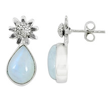 Very Beautiful Moonstone Earrings, 925 Silver, posts, stud - £25.48 GBP