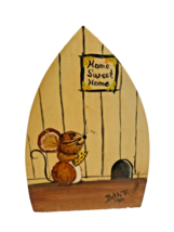 Recipe Card Note Holder Wooden Iron Clothespin Handpainted Mouse 1980 Vi... - $13.89