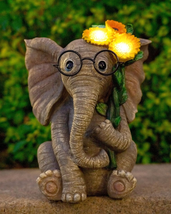 Gifts for Women, Solar Elephant Statue,Outdoor Elephant Sculptures &amp; Statues Hol - £39.51 GBP
