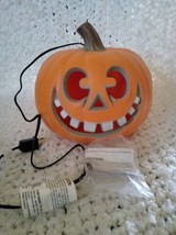 Vintage Halloween Plastic Silly Smile Jack O Lantern Pumpkin 9&quot;  Lighted  - £25.41 GBP