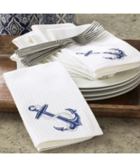 FOUR (4) Handcrafted Dinner Napkins ~ Anchor on a Waffle Pattern ~ Cotto... - $38.36 CAD