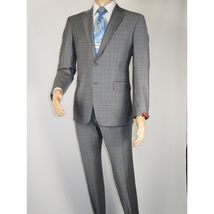 Men Suit BERLUSCONI Turkey Italian Wool 180's Glenn Plaid K230-12 Gray Blue image 3