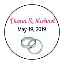 30 bridal shower stickers wedding anniversary favors round party silver rings - $11.99