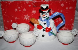 Department 56  Snowflake Snowman Hand Painted Tea Set  #555 - £33.57 GBP