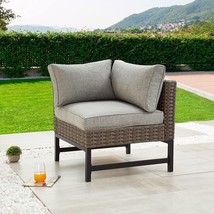 Grey Lokatse Home Outdoor Wicker Corner Sofa Patio Rattan Furniture Metal Frame - £163.41 GBP