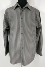 Murano Long Sleeve Dress Casual Shirt Mens 17.5 Neck Gray Purple 23&quot; Chest - £11.01 GBP