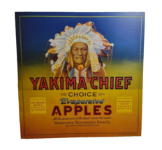 Yakima Chief Evaporated Apples Crate Label Original Vintage 1940&#39;s Advertising - £8.57 GBP