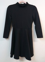 Free People WM xs Black Skater Dress Circle Skirt Keyhole Open Back Long Sleeve - $29.02