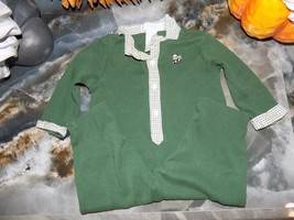 Janie and Jack Layette Collared Dark Green Button Down Romper Size 3/6 M... - $17.48
