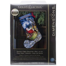 Dimensions Gold Collection Counted Cross Stitch &#39;Santa&#39;s Flight&#39; Personalized Ch - £49.41 GBP