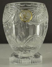 Vintage Crystal Clear Industries Fan Pattern Footed Votive Glass Candleholder - £10.80 GBP