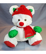 Fisher Price Christmas 1991 Puffalumps White Red Green Bear Stuffed Plus... - £17.08 GBP