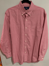 BUTTONED DOWN Dress Shirt Red Gingham-Large 16/33 Classic Fit Mens L/S EUC - $13.27