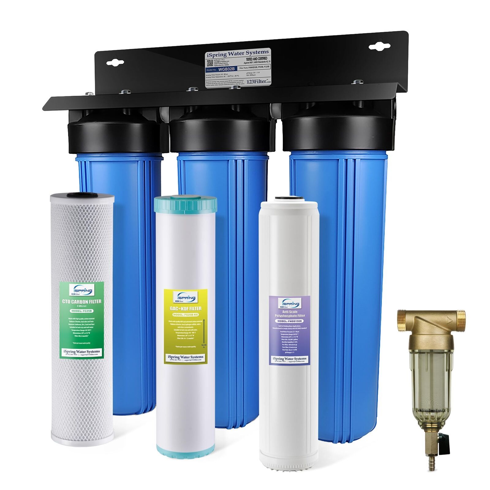iSpring Whole House Water Filter System w/Spin Down Sediment Filter Poly... - $761.75