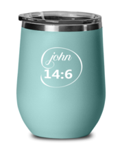 John 14:6, teal drinkware metal glass. Model 60063  - $26.99