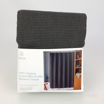 Haven 100% Organic Cotton Mini Waffle Fabric Shower Curtain Granite Gray 72x72&quot; - £22.07 GBP