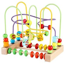 Bead Maze Toy For Toddlers Wooden Colorful Roller Coaster Educational Circle Toy - £29.89 GBP