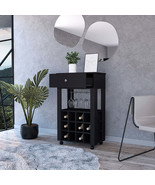 Bayamón Bar Cart: 12 Wine Cubbies, Black Finish - $3,626.45 MXN