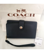 COACH Navy Leather PBB Phone Clutch Wallet Wristlet NWT - £47.95 GBP