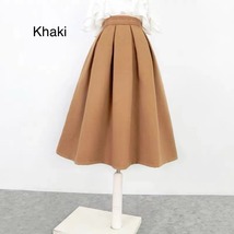 Winter Brown Woolen Midi Skirt Women Custom Plus Size Pleated Party Skirt image 11