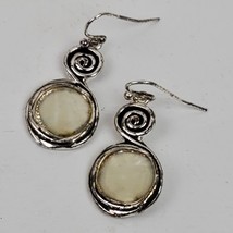 Vintage Tribal Mother Of Pearl Dangle Drop Earrings 1.25 Inch - £12.58 GBP