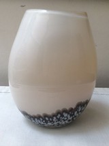 Murano Crystal Vase Handmade in Poland. Beige with Feather Like Colors B... - $30.00