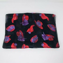 Red Hat Society Women’s Fashion Scarf Rectangle 58&quot; x 13&quot; Black W/ Hat P... - $14.80