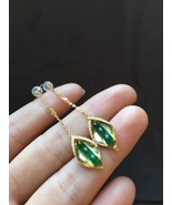 High Grade Natural Jadeite Earring 18K Solid Yellow Gold &amp; Natural Icy P... - $450.00