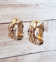 Vintage Clip On Earrings Extra Large Gold Tone Hoops Statement 1.25&quot; - £11.26 GBP