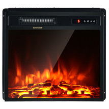 18&quot; 1500W Electric Fireplace Freestanding &amp; Recessed Heater Log Flame Re... - £167.54 GBP
