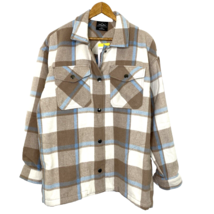 HFX Shirt Jacket Shacket Womens Small Heavy Weight Snap Front Plaid Beig... - £17.67 GBP