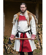 ?️ Viking Tunic with Celtic Embroidery – Red/Natural - $79.99