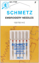 Schmetz Embroidery Machine Needles-Size 14/90 5/Pkg - £6.90 GBP